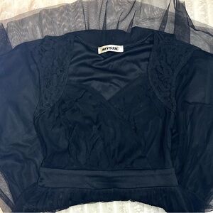 Mystic Elegant Black Sheer Women's Blouse